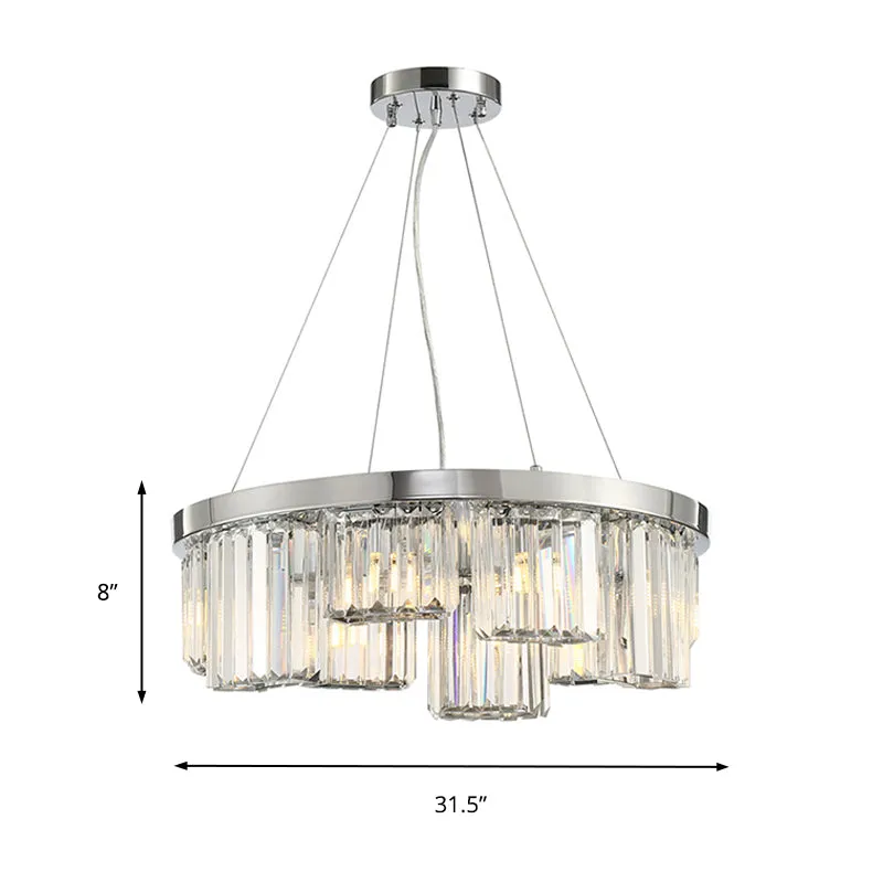 10-Light Crystal Round Chandelier in Chrome - Elegant Ceiling Pendant for Living Room Lighting