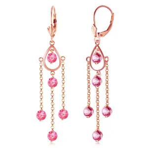 14K Solid Rose Gold Chandelier Earrings w/ Natural Pink Topaz