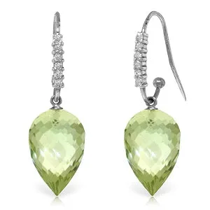 19.19 Carat 14K Solid White Gold You Lift Me Up Green Amethyst Diamond Earrings