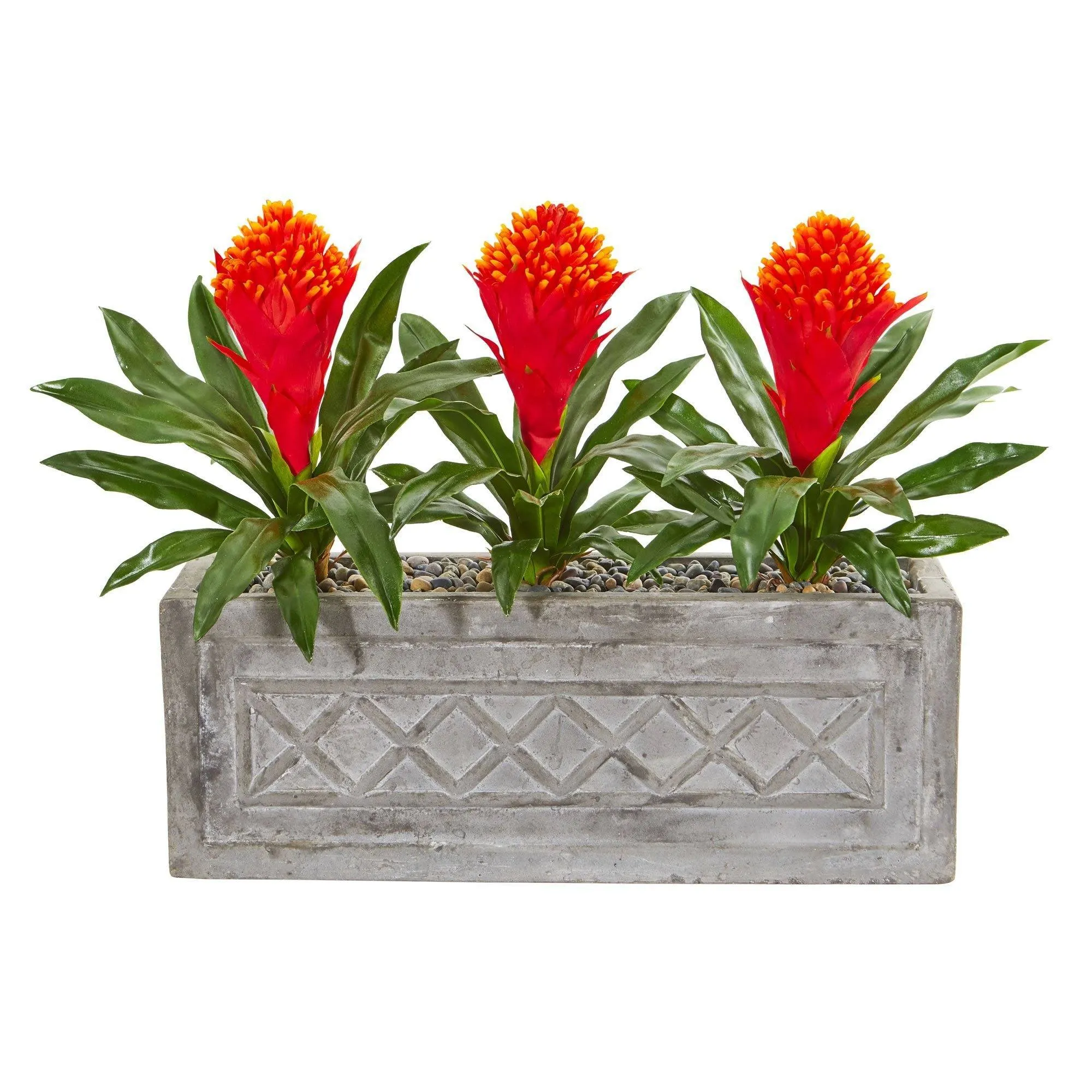 20” Bromeliad Artificial Plant in Stone Planter