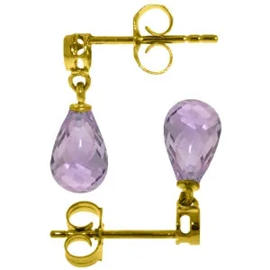 2.73 Carat 14K Solid Yellow Gold Breakthrough Amethyst Diamond Earrings