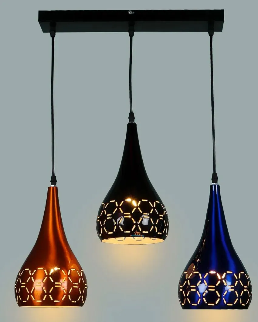 3 Lights Cutting Hanging In Mix Colour Ceiling Lamp