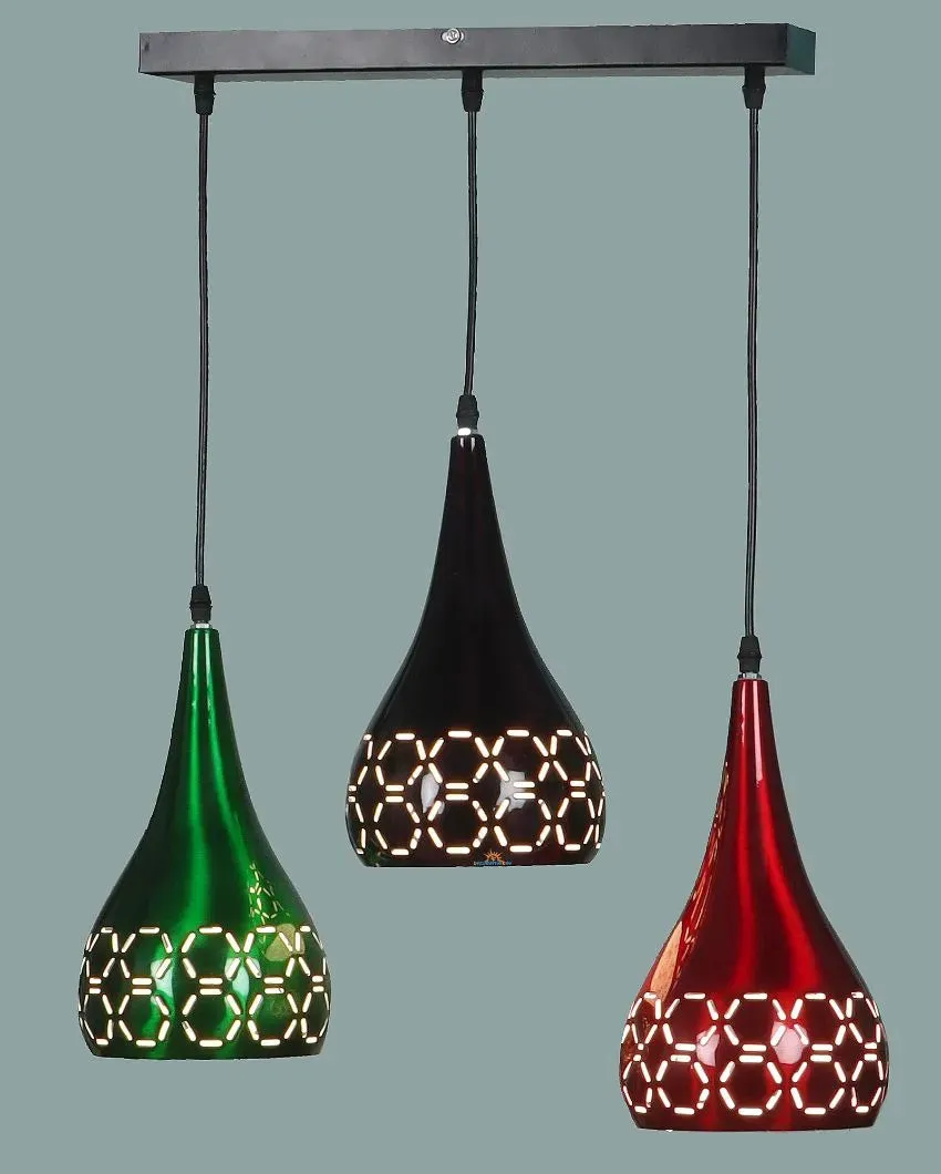 3 Lights Cutting Hanging In Mix Colour Ceiling Lamp