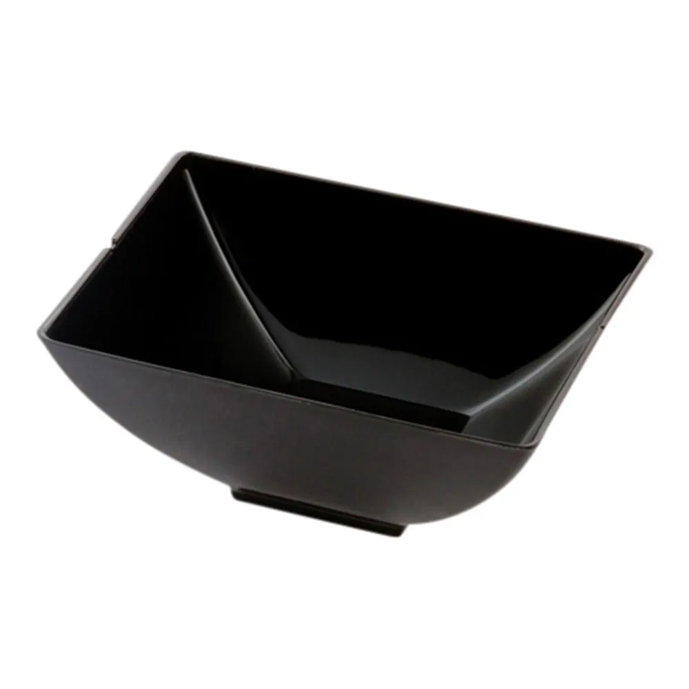 3 oz Rectangle Black Plastic Small Architetto Bowl - 3 1/4" x 2 1/4" x 1 1/4" - 100 count box