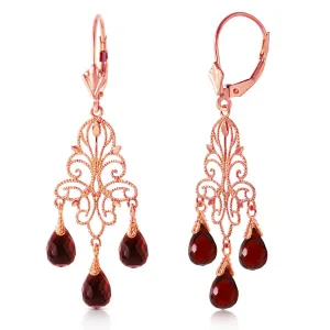 3.75 Carat 14K Solid Rose Gold Chandelier Earrings Natural Garnet