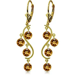 4.95 Carat 14K Solid Yellow Gold Grape Citrine Earrings