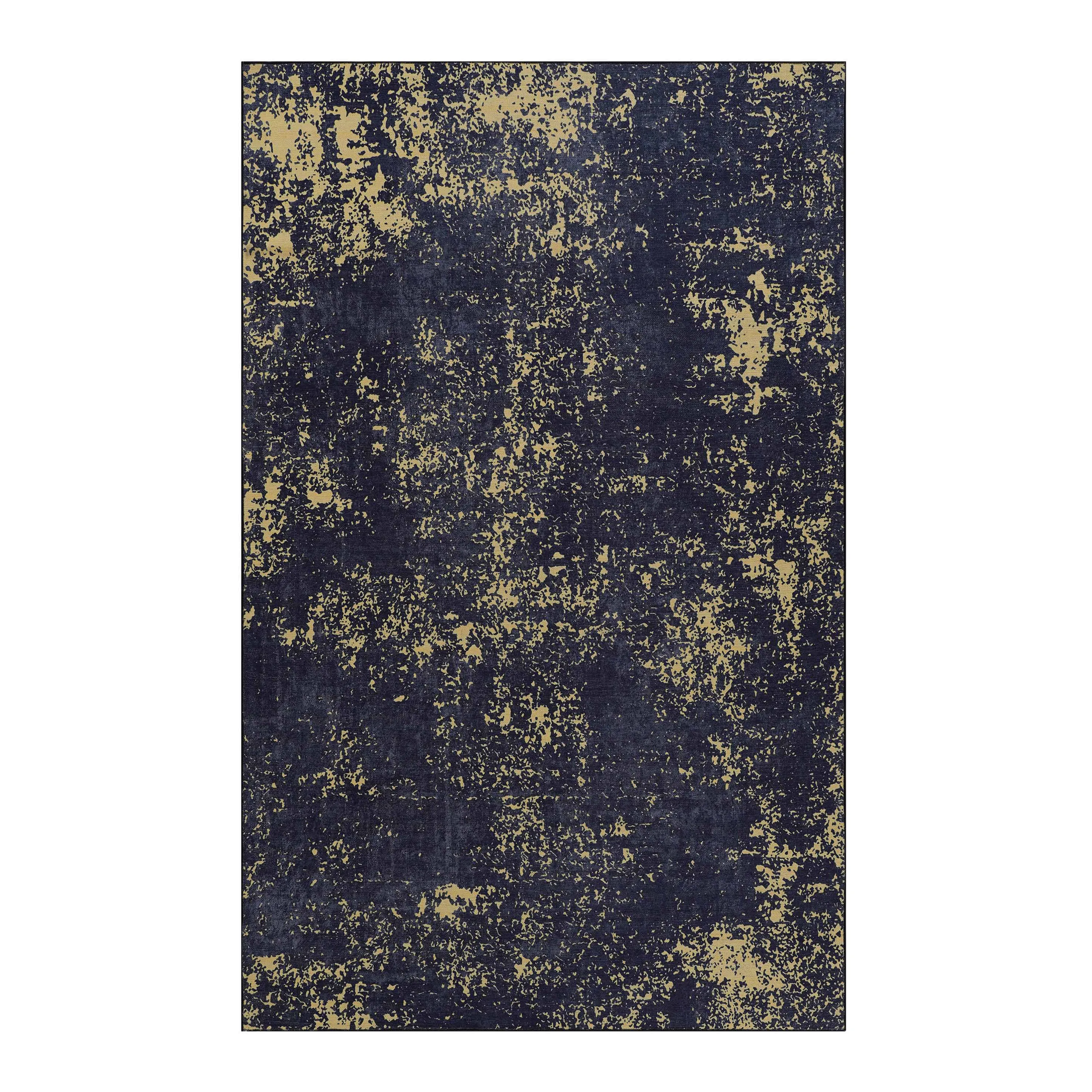 4x6 Area Rug, Washable Rug, Low-Pile, Non-Slip, Non-Shedding, Foldable, Kid & Pet Friendly - Area Rugs for living room, bedroom, kitchen, dining room rug - Perfect Gifts, (Black Gold, 4' x 6')