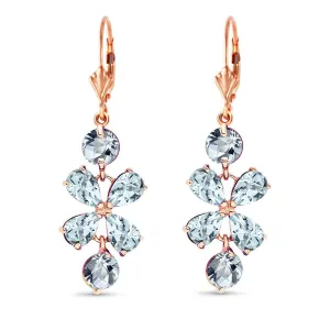 5.32 Carat 14K Solid Rose Gold Chandelier Earrings Aquamarine