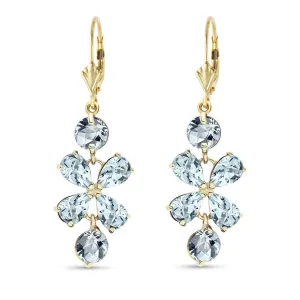 5.32 Carat 14K Solid Yellow Gold Chandelier Earrings Aquamarine