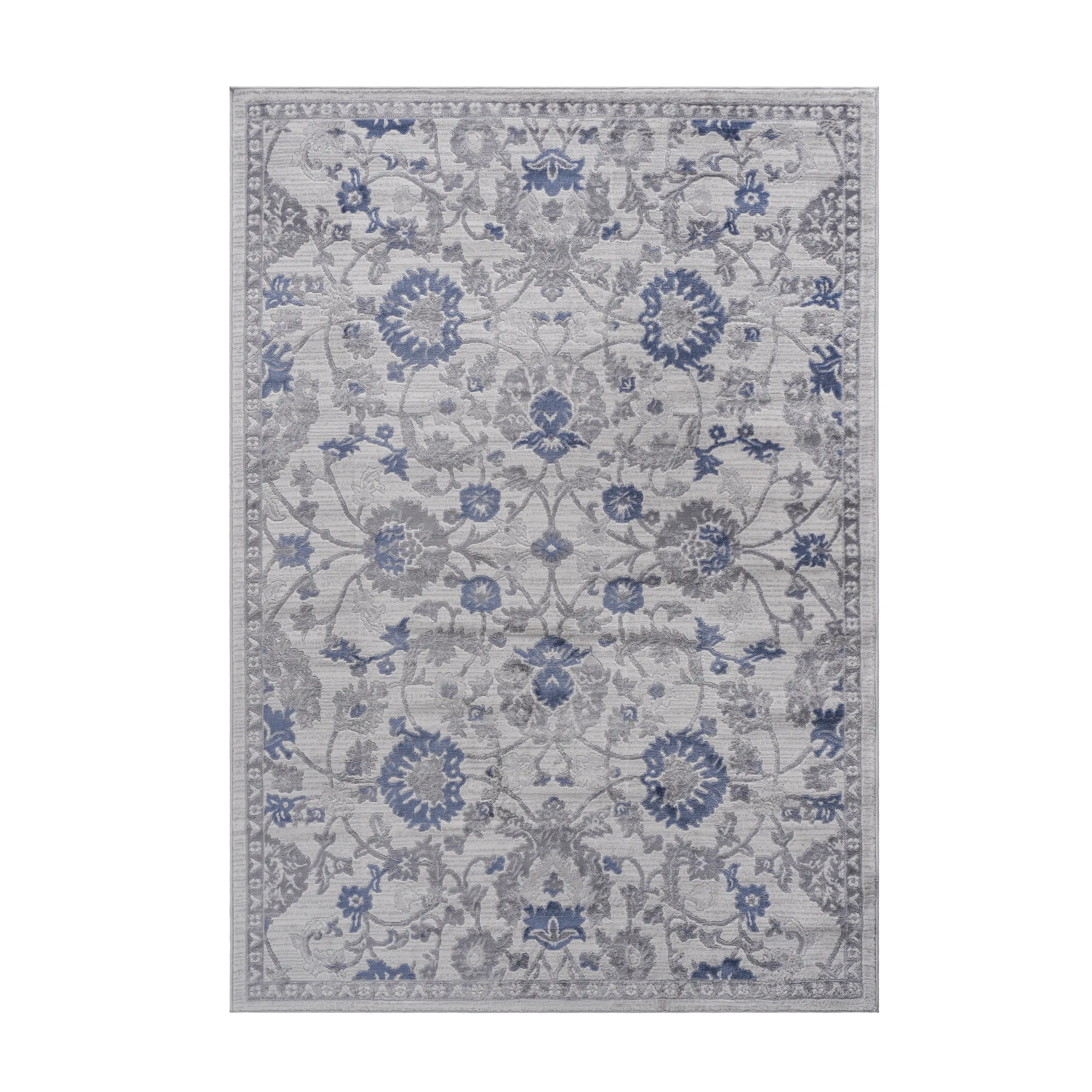 6X9 Blue/Silver/Oriental Non-Shedding Living Room Bedroom Dining Home Office Stylish and Stain Resistant Area Rug