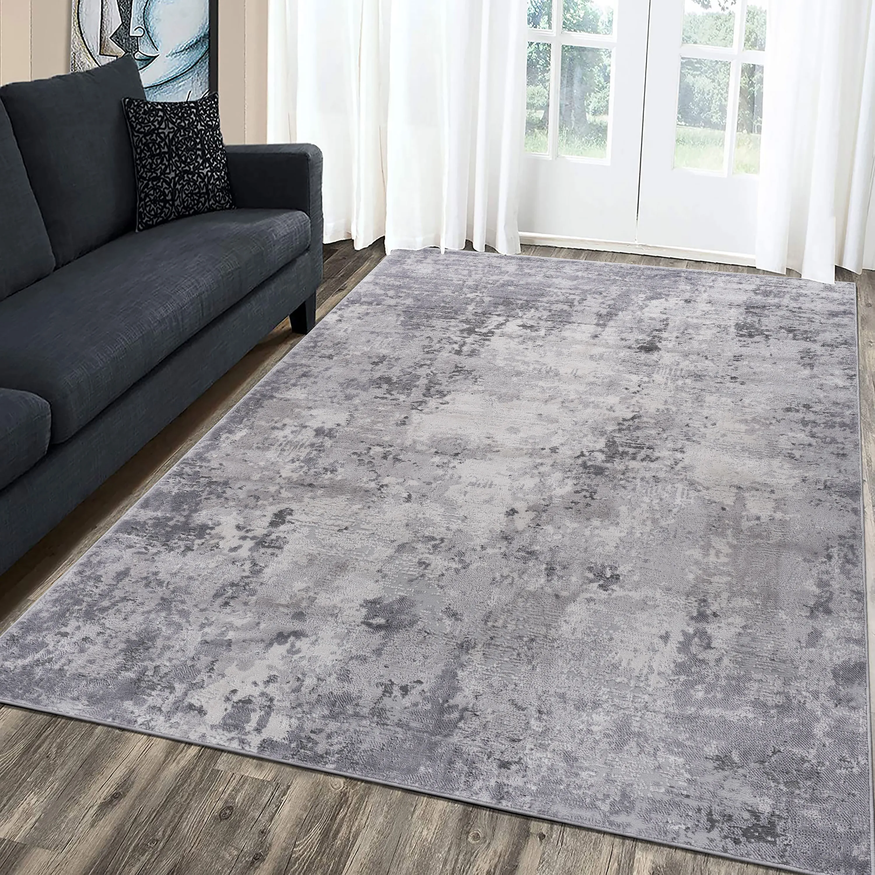 6X9 Light Grey/Abstract Non-Shedding Living Room Bedroom Dining Home Office Stylish and Stain Resistant Area Rug