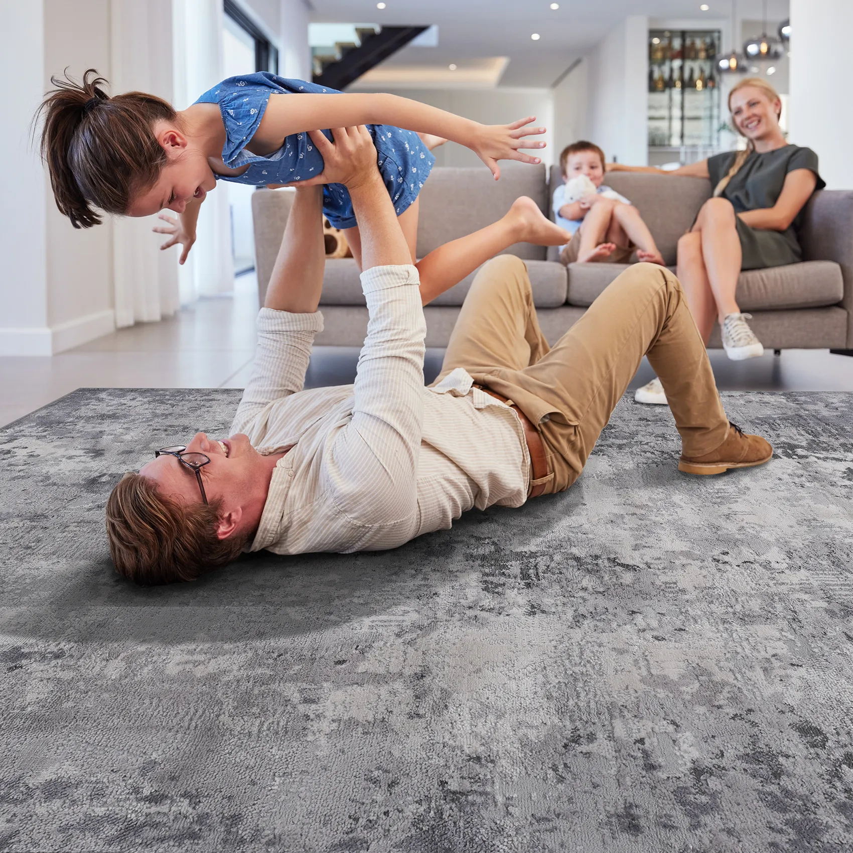 6X9 Light Grey/Abstract Non-Shedding Living Room Bedroom Dining Home Office Stylish and Stain Resistant Area Rug