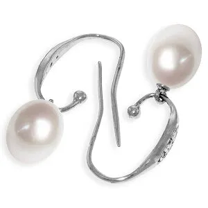 8.05 Carat 14K Solid White Gold You Are Breathtaking Pearl Diamond Earrings