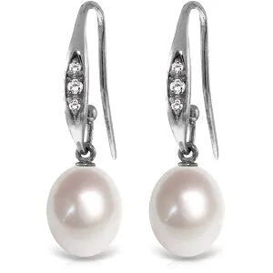 8.05 Carat 14K Solid White Gold You Are Breathtaking Pearl Diamond Earrings