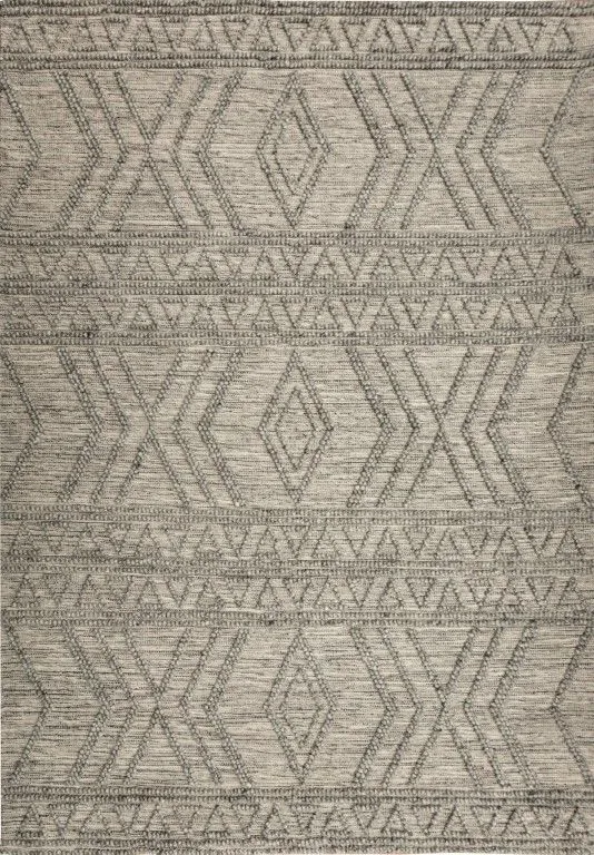 Amelia 200cm x290cm Tribal Textured Hypo-Allergenic Wool Rug - Grey