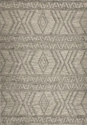 Amelia 200cm x290cm Tribal Textured Hypo-Allergenic Wool Rug - Grey