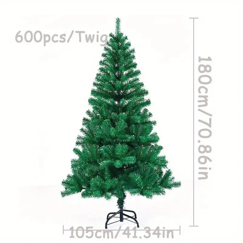 Artificial Christmas Tree, Green, Collapsible Base with 500 Branches, PVC/PE Tips, Steel Wire, No Power Needed, Perfect for Home & Holiday Decor, Bohemian Style, All-Season, Cypress Family