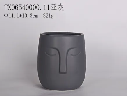 Artistic Grey Face Planter Pot - Bring Personality to Your Greenery