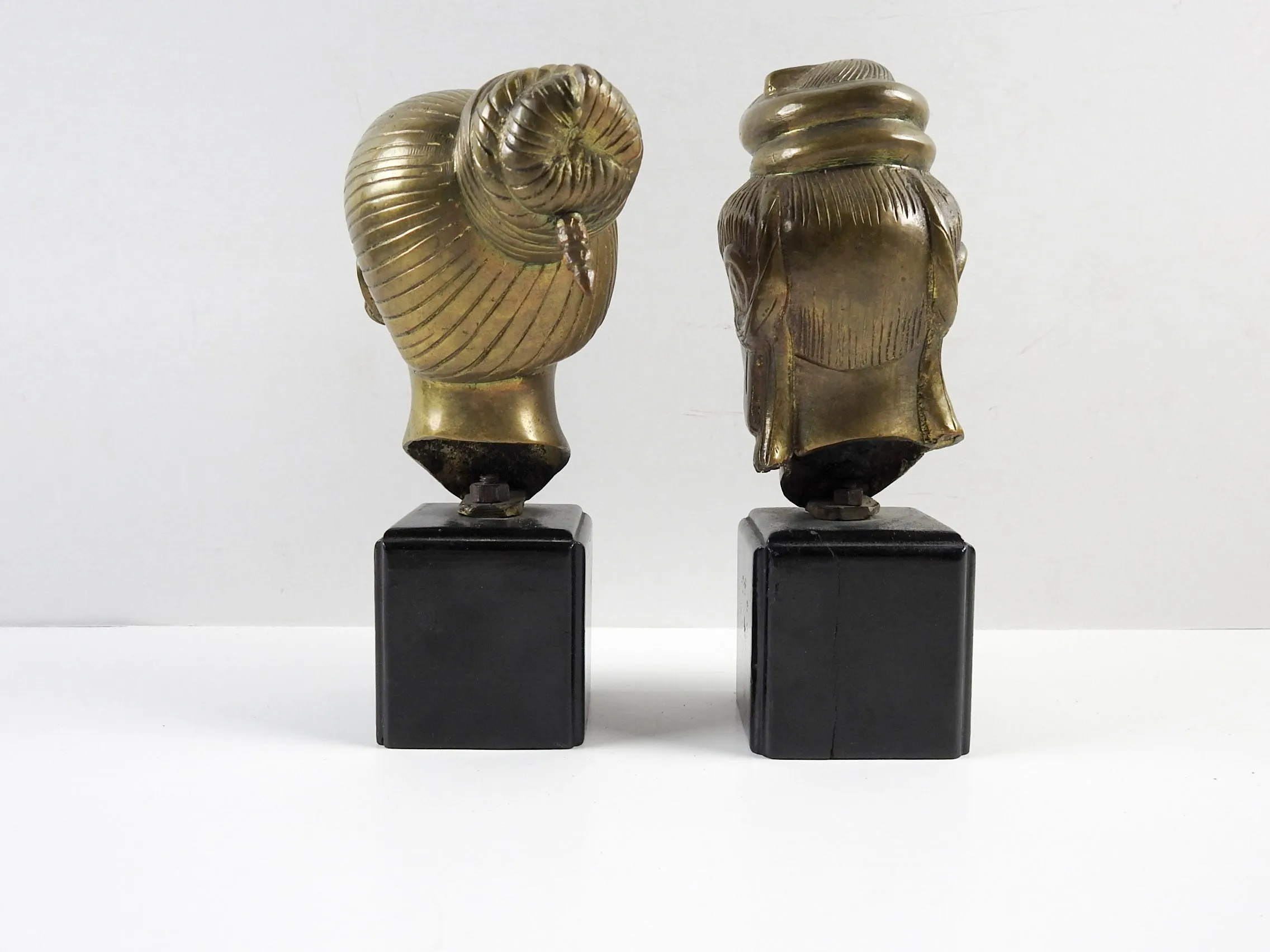 Asian Brass Sculpture Busts - A Pair