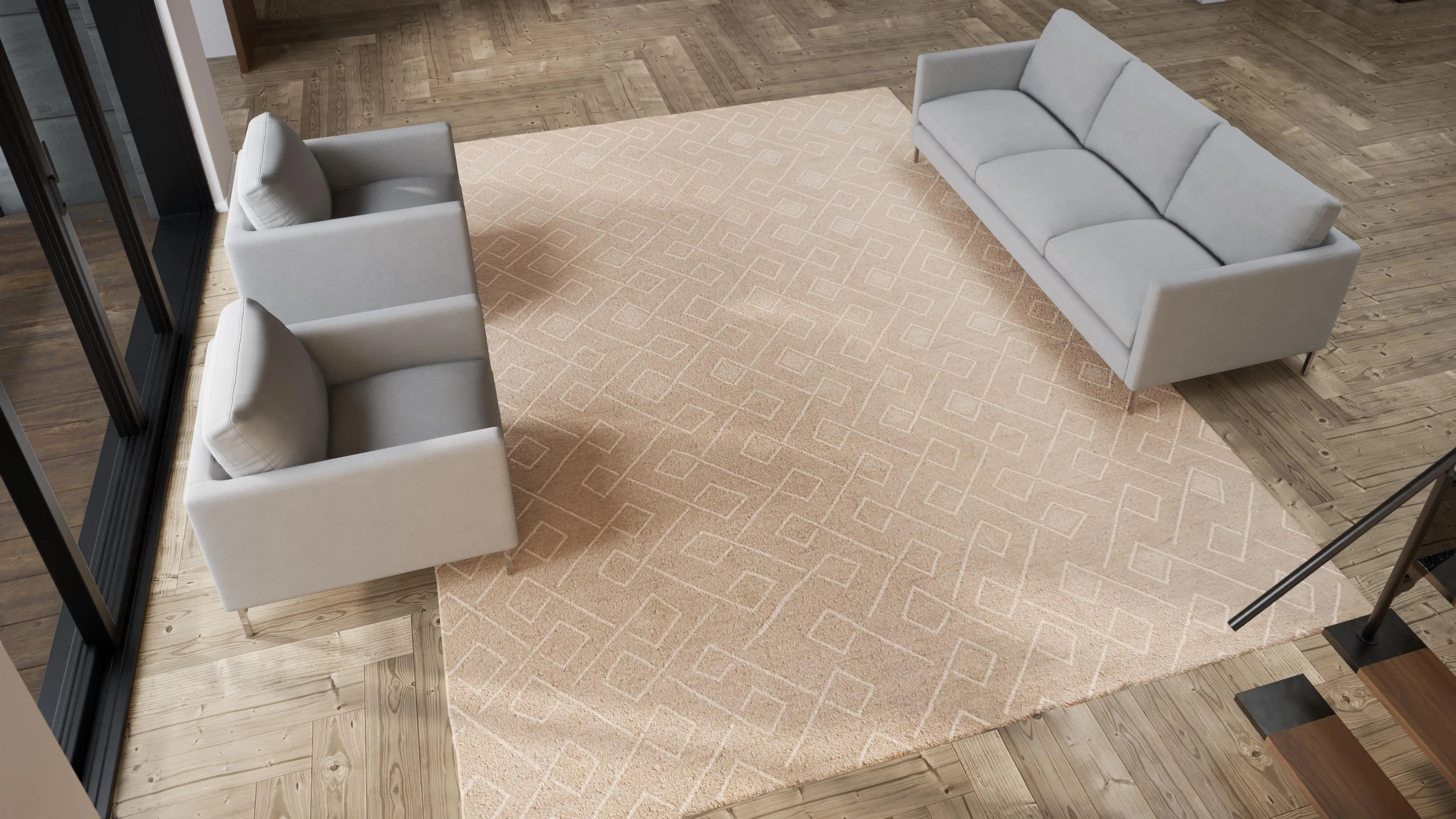 Beige Modern Linen Rug - 10'3" x 13'8"