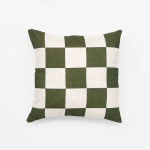 Big Check Olive Square Cushion - 40 x 40 cm