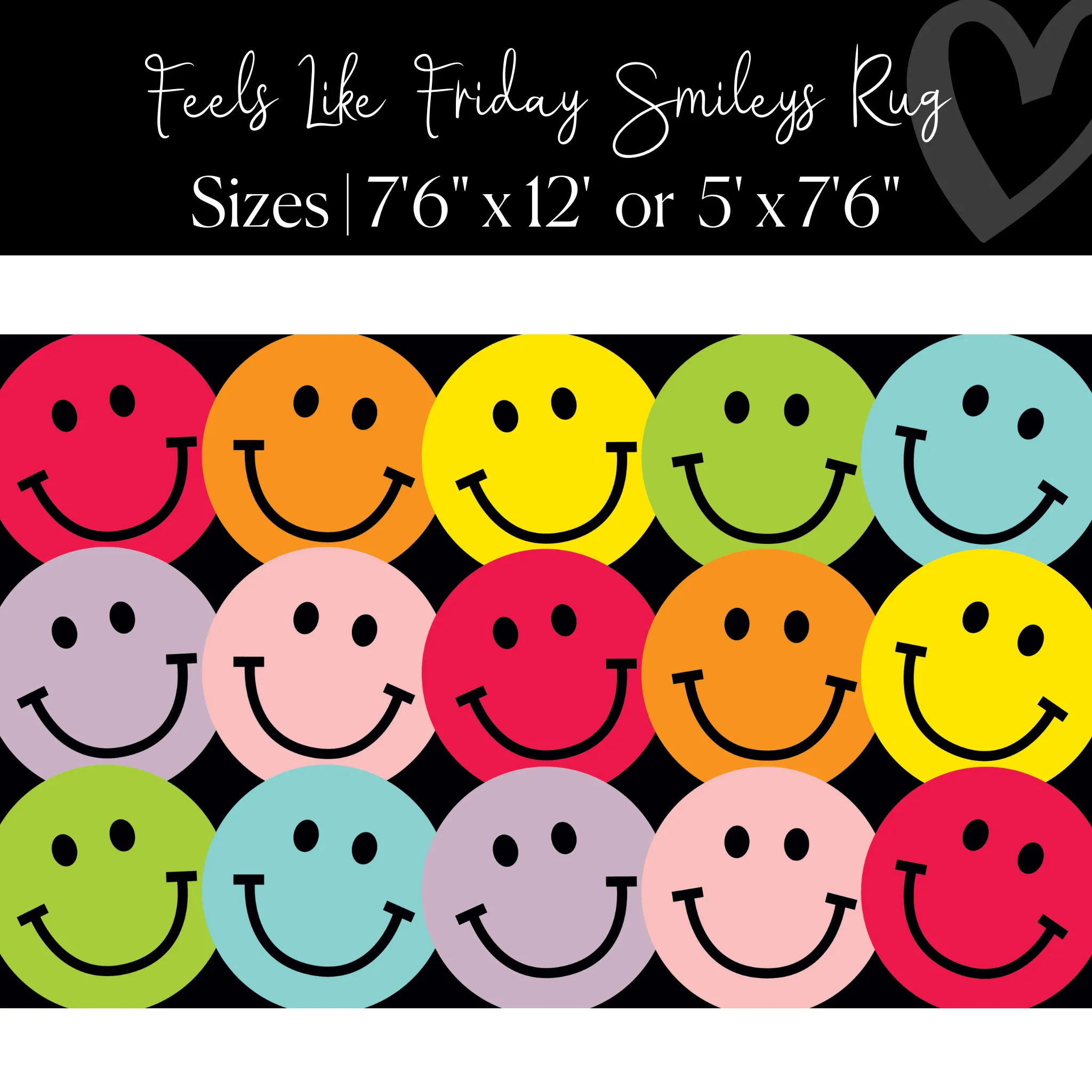 Big Rainbow Smiley Faces Rug | Rainbow Classroom Rug | Feels Like Friday Smileys | Schoolgirl Style