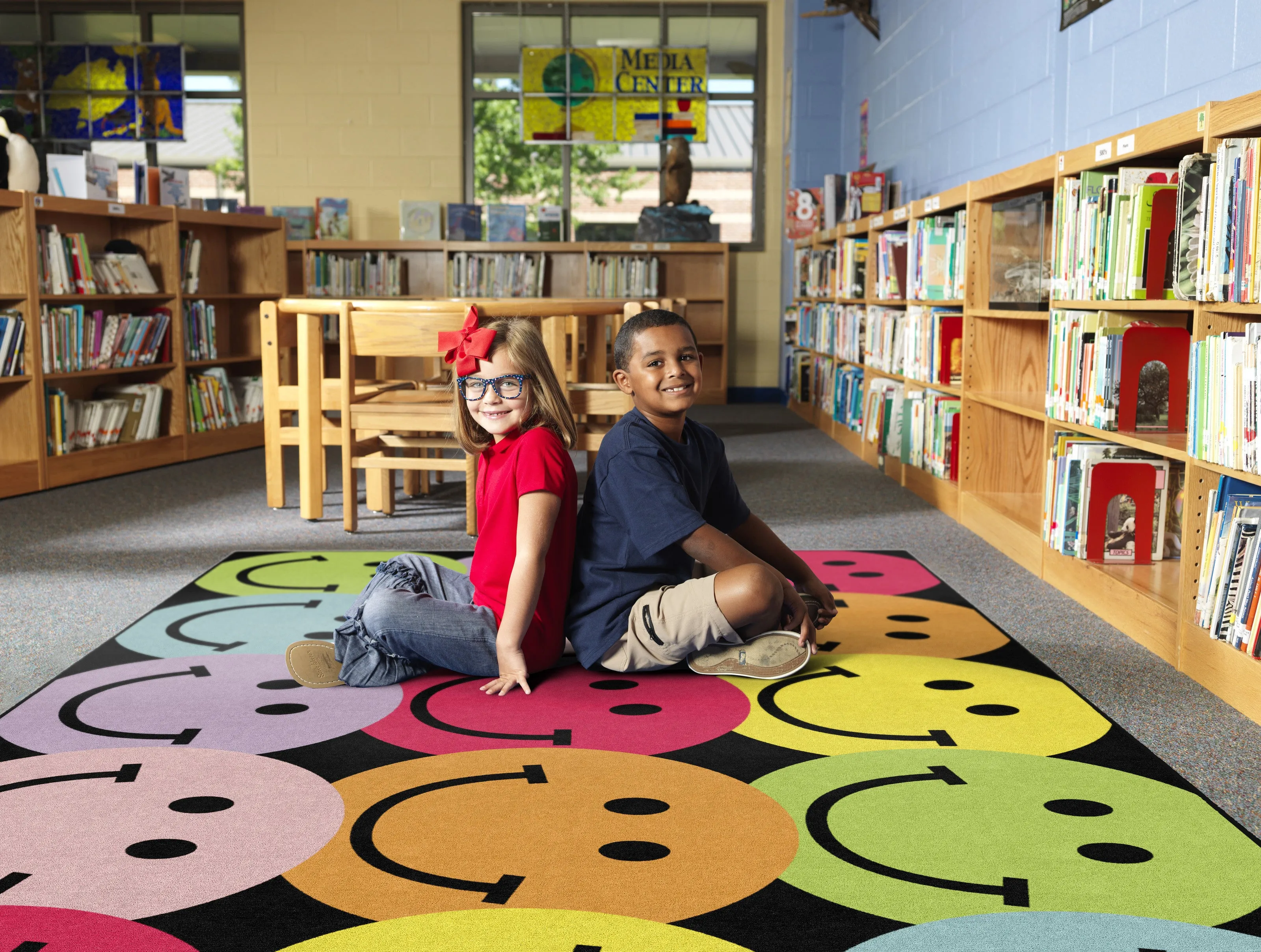 Big Rainbow Smiley Faces Rug | Rainbow Classroom Rug | Feels Like Friday Smileys | Schoolgirl Style