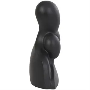 Black Polystone Abstract Nesting Family 3 Head Sculpture - 9" X 4" X 11"