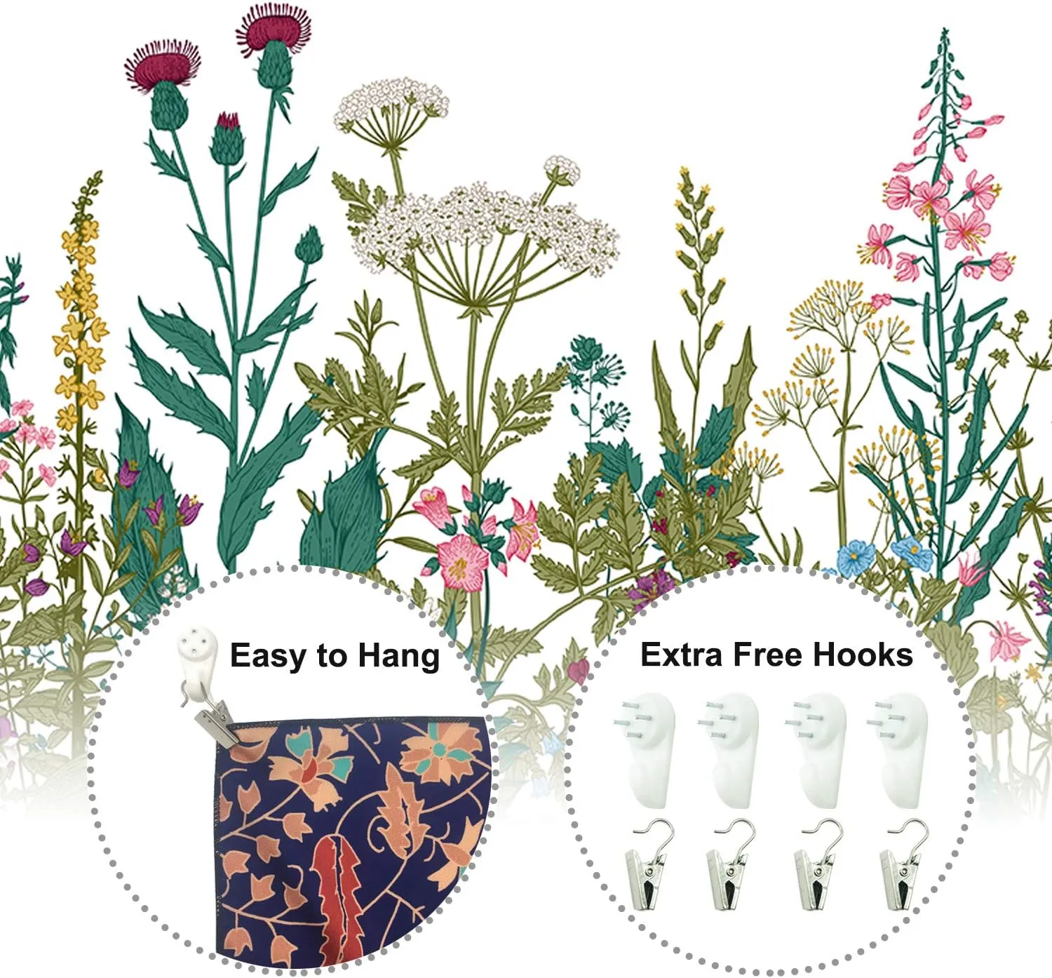 Boho Farmhouse Chic Wildflower Tapestry 59x51inch