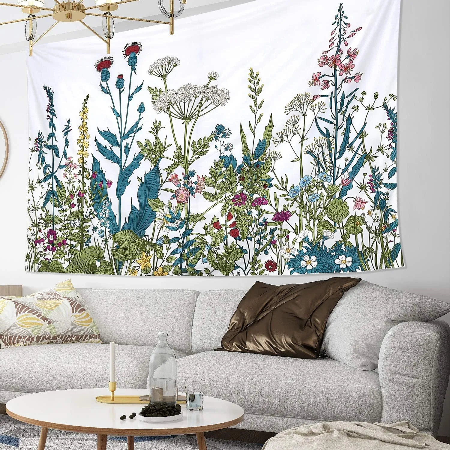 Boho Farmhouse Chic Wildflower Tapestry 59x51inch