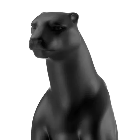 Boli Sitting Panther Sculpture // Matte Black - Home Decor