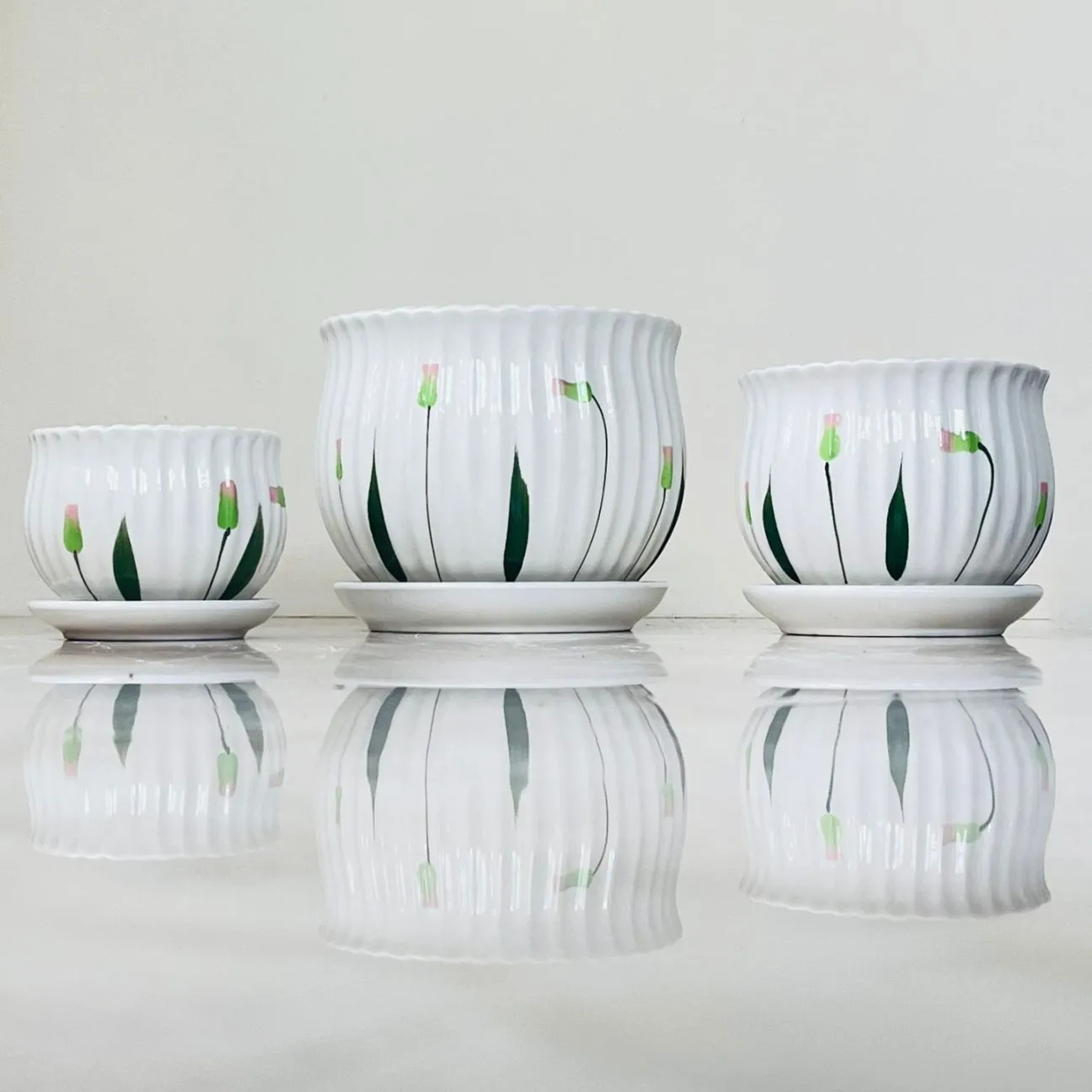 Botanic Bloom Ceramic Planter Set Of 3