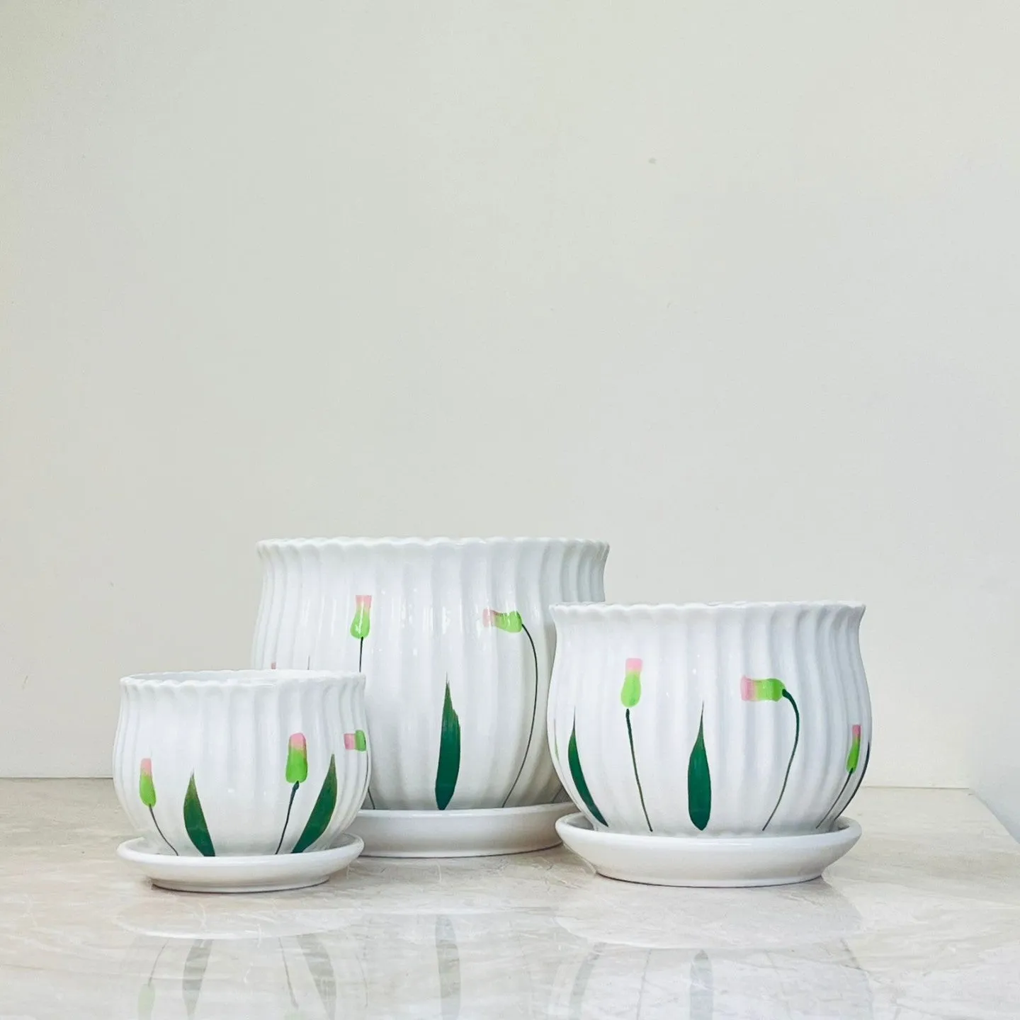 Botanic Bloom Ceramic Planter Set Of 3