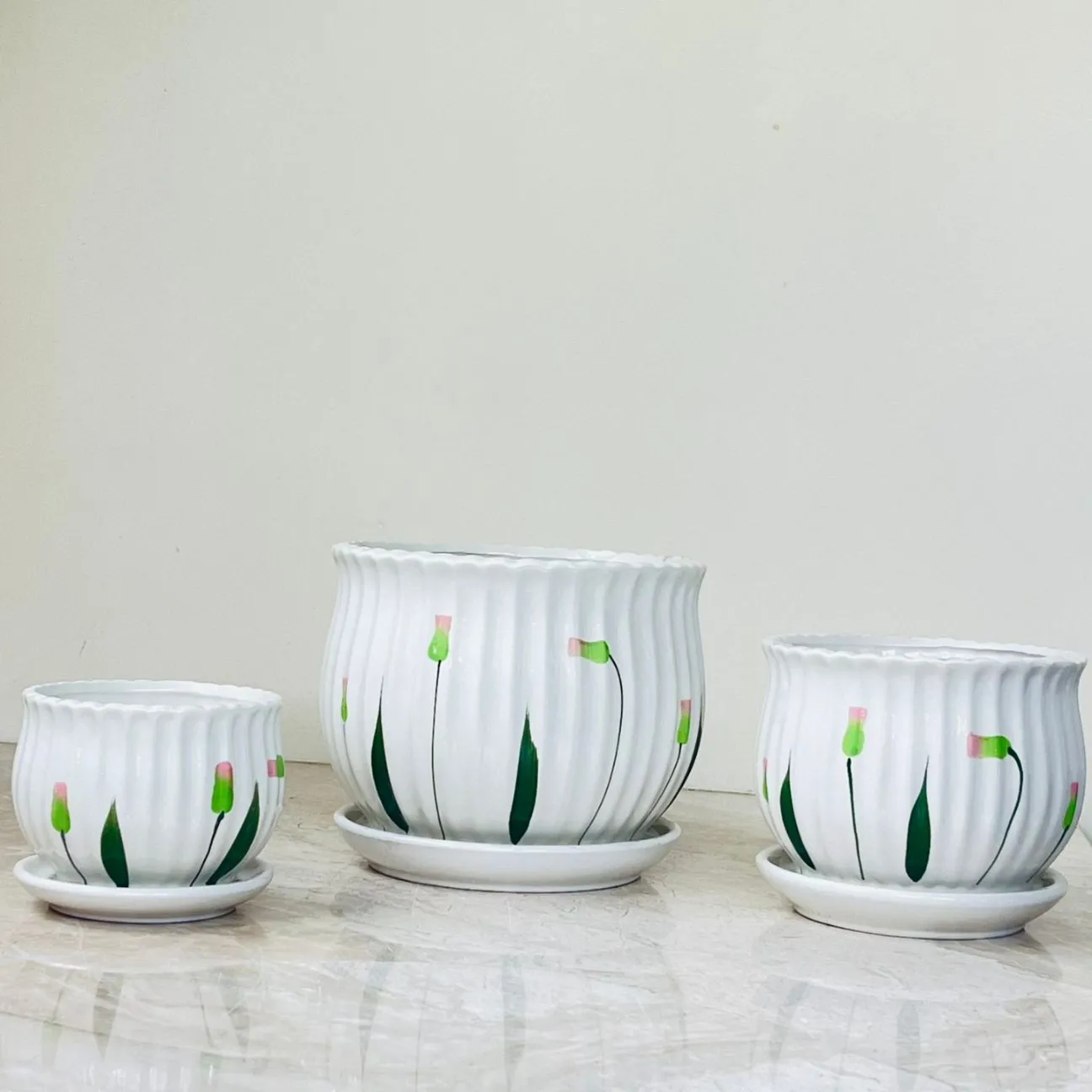 Botanic Bloom Ceramic Planter Set Of 3