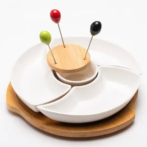 CERAMIC DIP SET SMALL WITH TURNTABLE (SET 3)