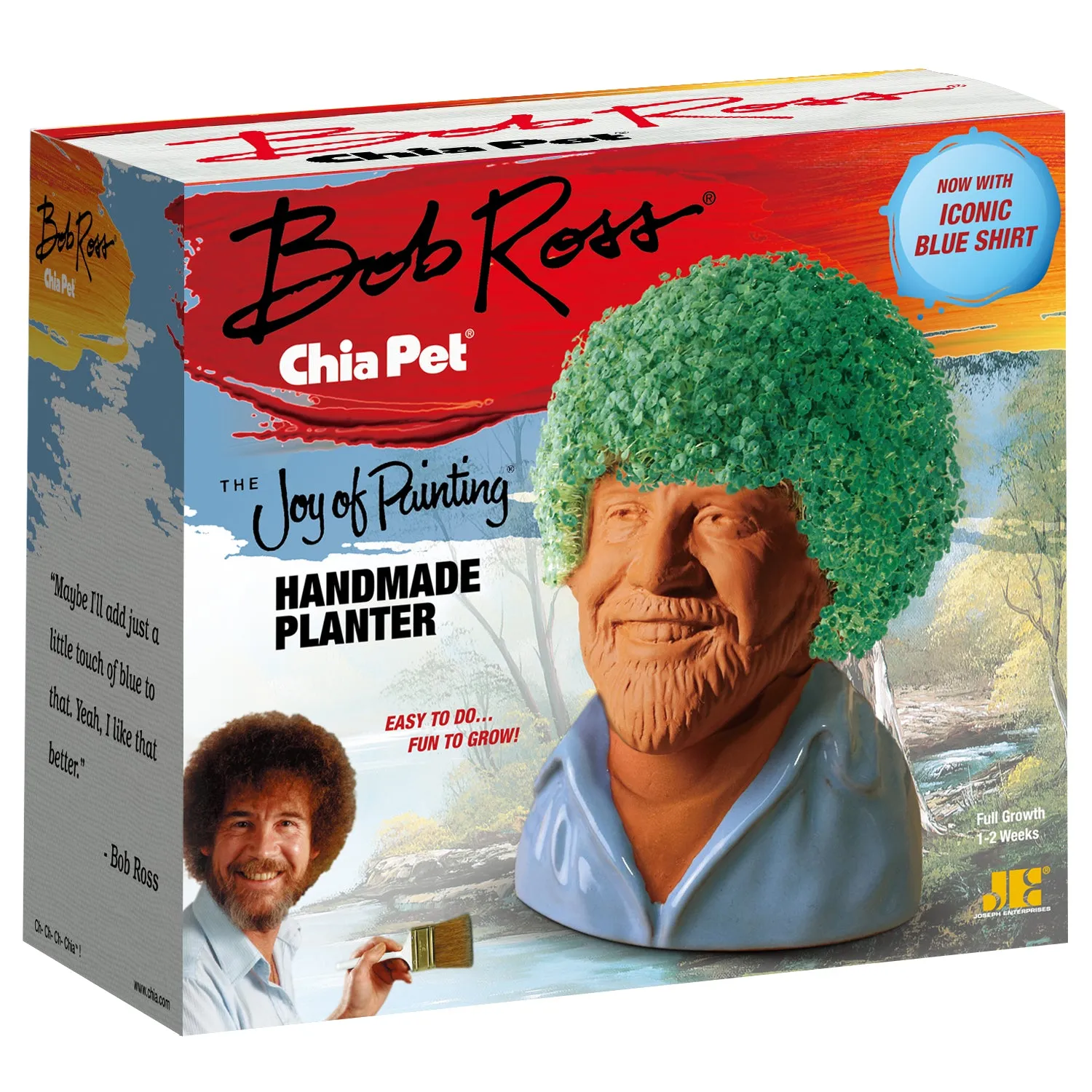 Chia Pet Planter - Bob Ross with Blue Shirt