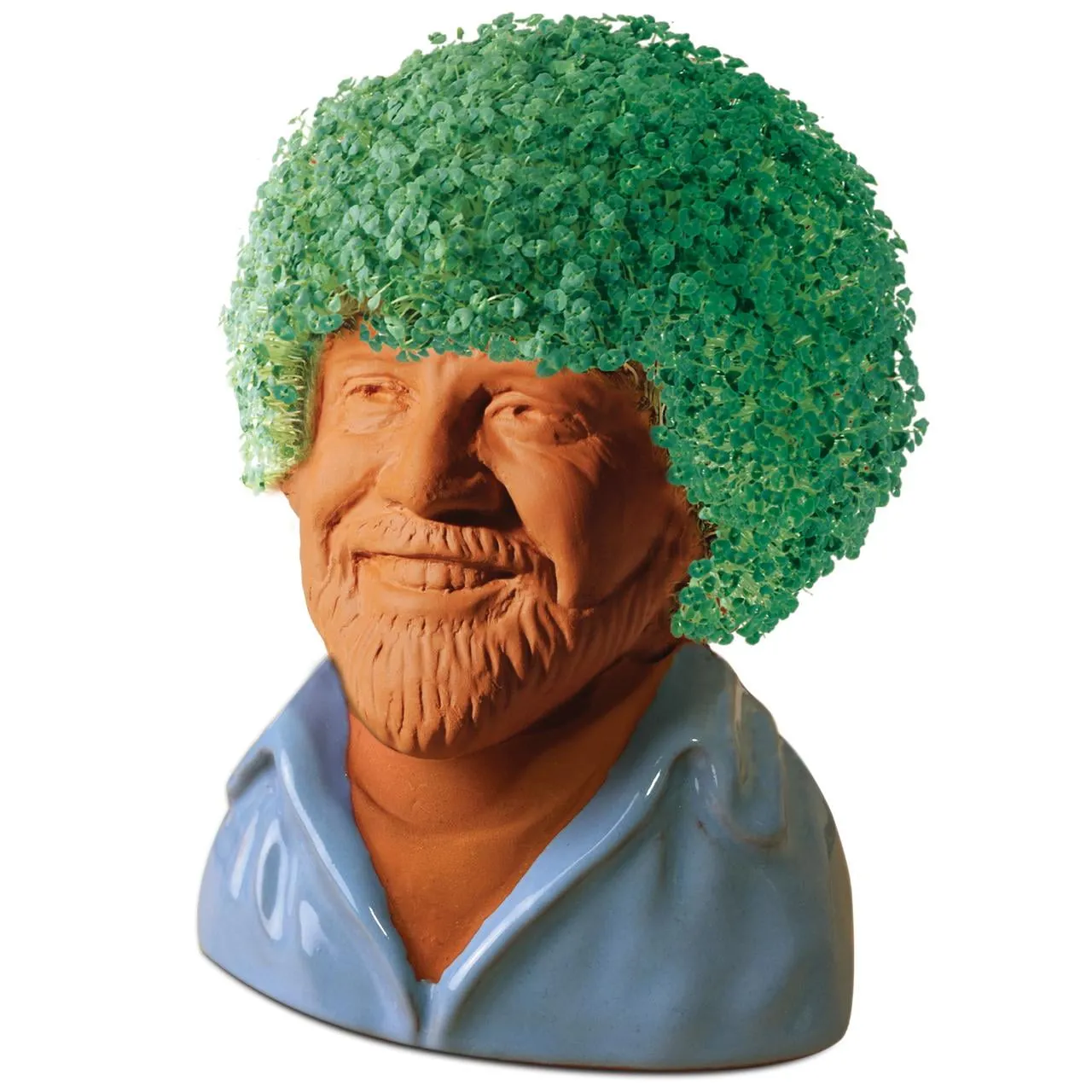 Chia Pet Planter - Bob Ross with Blue Shirt