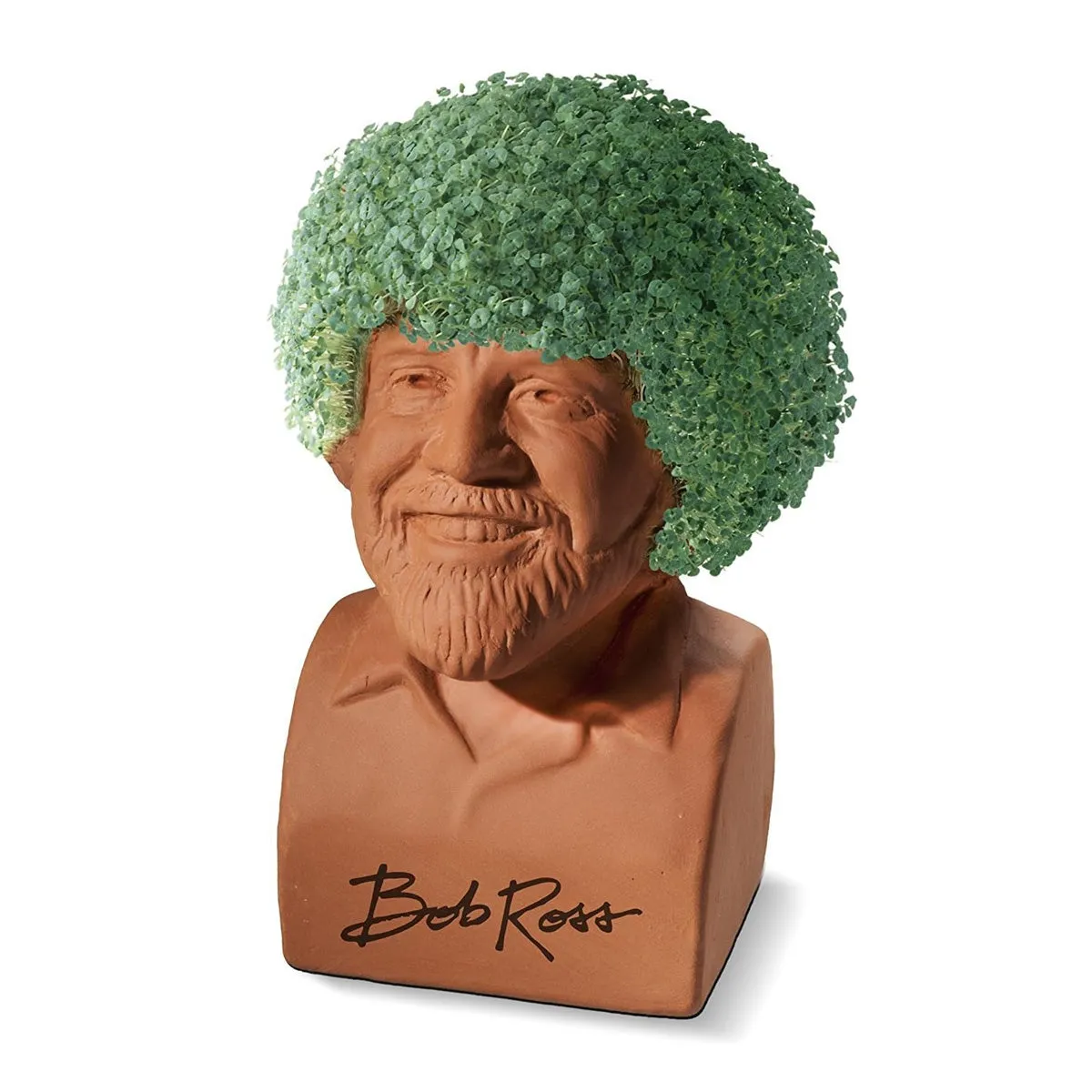 Chia Pet Planter - Bob Ross with Blue Shirt