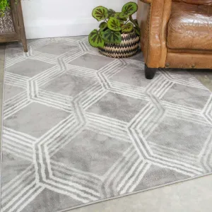 Chic Geometric Grey Living Room Rug