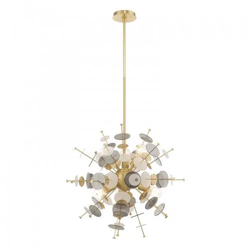 CIRCULO 6 LIGHT PENDANT CHANDELIER, SATIN BRASS