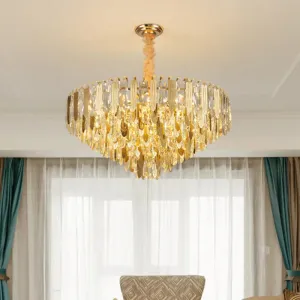 Contemporary Gold Crystal Draping Chandelier with 6 Heads – Elegant Bedroom Lighting