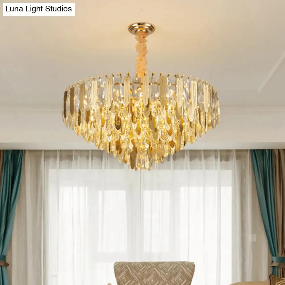 Contemporary Gold Crystal Draping Chandelier with 6 Heads – Elegant Bedroom Lighting