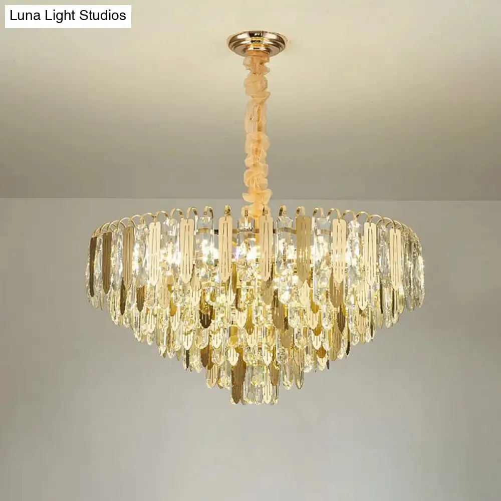 Contemporary Gold Crystal Draping Chandelier with 6 Heads – Elegant Bedroom Lighting