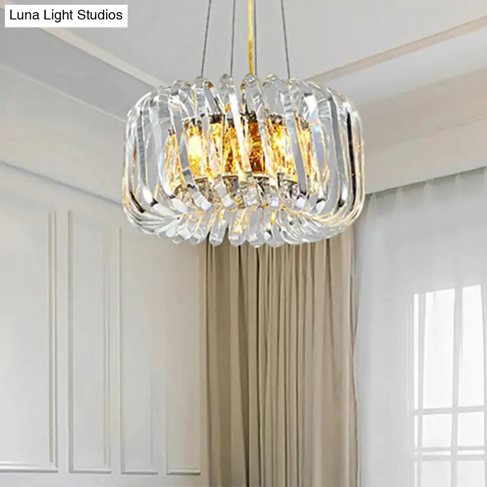 Contemporary LED Crystal Chandelier - Clear Treasure Bowl Pendant Ceiling Lamp