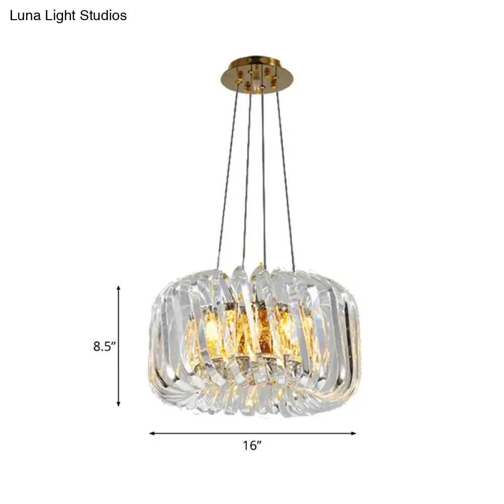 Contemporary LED Crystal Chandelier - Clear Treasure Bowl Pendant Ceiling Lamp