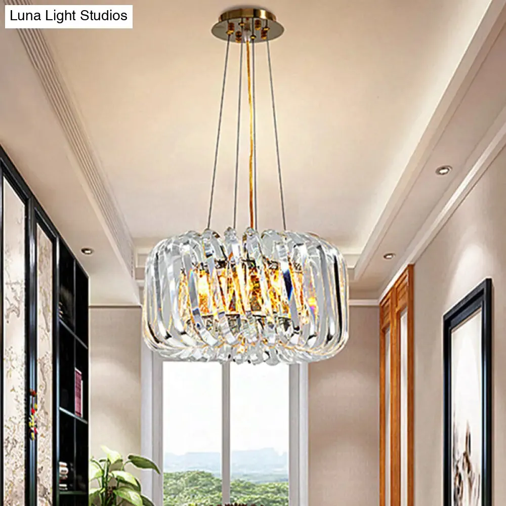 Contemporary LED Crystal Chandelier - Clear Treasure Bowl Pendant Ceiling Lamp