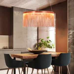 Contemporary Metal Rose Gold Chandelier - Multi-Tiered Ceiling Lamp with Tassel and 1/2/3 Heads for Living Room