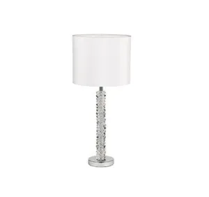 Cortese Single Light Table Lamp In Polished Chrome Finish With Faux Silk Shade