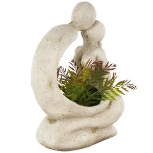 Cream Polystone People Sitting Planter