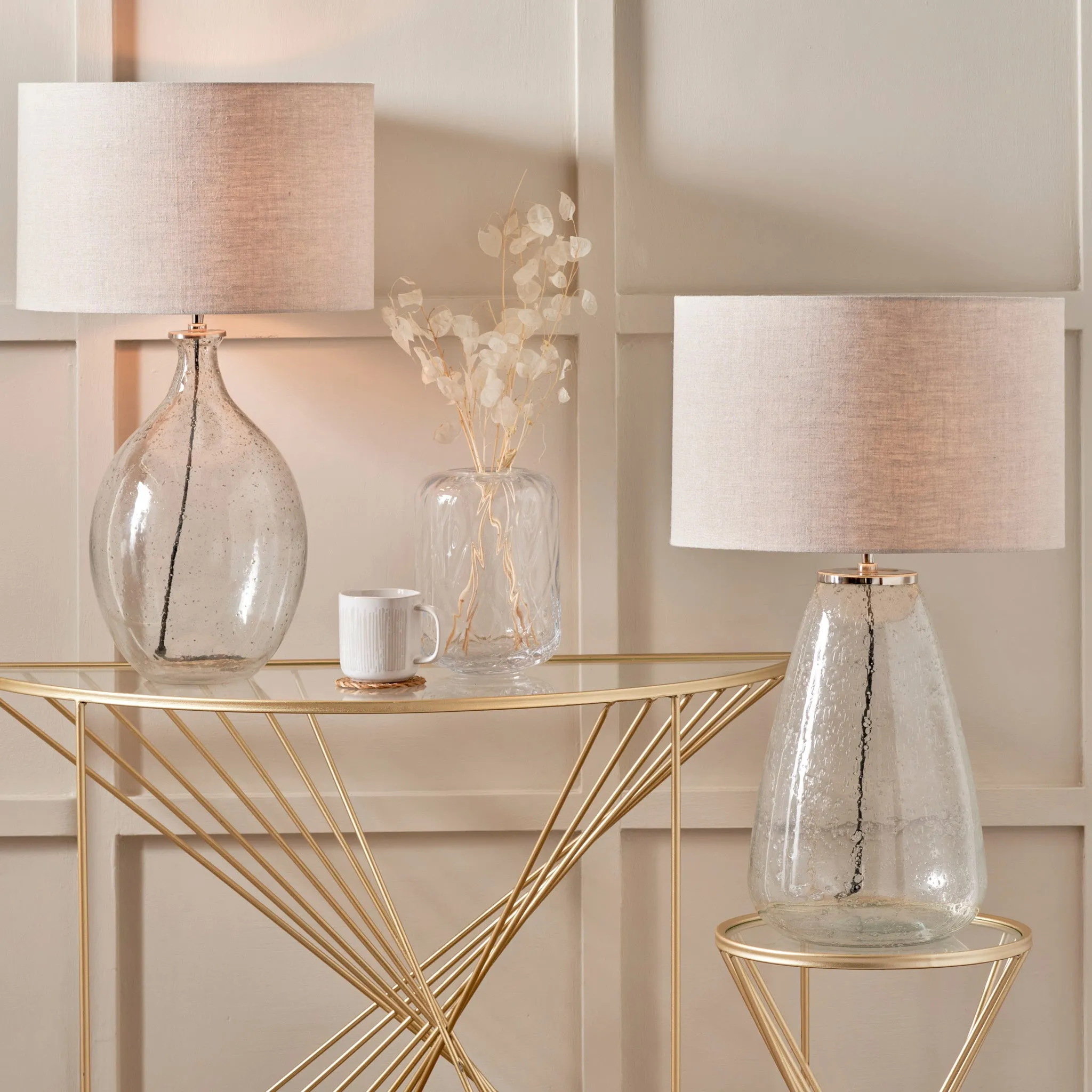 Elysia Bubble Glass and Silver Metal Table Lamp